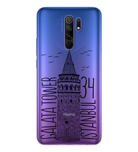 Galata Tasarımlı Süper Şeffaf Silikon Telefon Kılıfı Xiomai Redmi 9