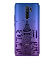 Galata Tasarımlı Süper Şeffaf Silikon Telefon Kılıfı Xiomai Redmi 9