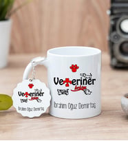 Veteriner Hekimi Beyaz Kupa Bardak Ve Anahtarlık Set