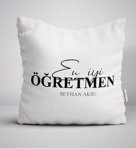 BK Gift Kişiye Özel En İyi Öğretmen Beyaz Yastık-16