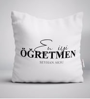BK Gift Kişiye Özel En İyi Öğretmen Beyaz Yastık-16