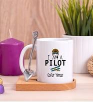 Pilot Ahşap Altlıklı Beyaz Kupa Bardak