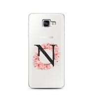 Pembe Çiçekli Harf Tasarım Süper Şeffaf Silikon Telefon Kılıfı Samsung A5 (2016)
