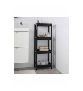 Siyah Vesken Mutfak Banyo Raf Ünitesi - Banyo Dolabı Havluluk 4 Katlı 23 x 100 Cm