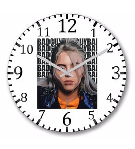 Billie  Eilish 0  Duvar Saati Bombeli Gercek Cam