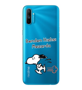 Snoopy Tasarımlı Süper Şeffaf Silikon Telefon Kılıfı Oppo Realmi C3
