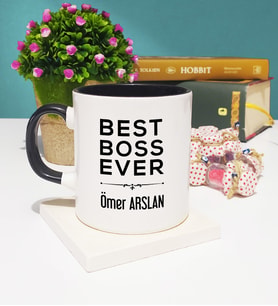 Patrona Best Boss Ever Tasarımlı Patron Kupa Bardak Siyah