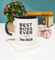 Patrona Best Boss Ever Tasarımlı Patron Kupa Bardak Siyah