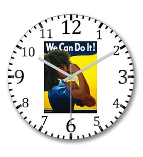We Can Do it! Duvar Saati Bombeli Gercek Cam