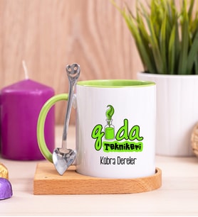 Gıda Teknikeri Ahşap Altlıklı Yeşil Kupa Bardak
