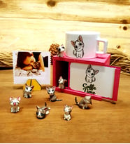 Kişiye özel Coffe Time Fotoğraflı Masum Kedi Pembiş Kutulu Kupa Ve Şans Getiren Kedicikler