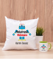 Mekatronik Mühendisi Kare Yastık ve Yeşil Kupa Bardak