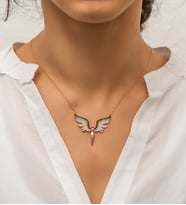 Papatya Silver 925 Ayar Gümüş Rose Şampanya Renkli Büyük Mikail Meleği Melek Kolye