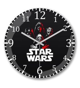 Star Wars  Duvar Saati Bombeli Gercek Cam