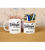 Edebiyat Öğretmeni Kupa Bardağı ve Kalemliği (Model 1)