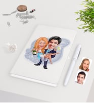 BK Gift Kişiye Özel Sevgililer Günü Temalı Evleniyoruz Karikatürlü Beyaz Defter Kalem Seti-4