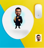 BK Gift Kişiye Özel Bay Hakim Karikatürlü Bilek Destekli Mouse Pad (Beyaz)