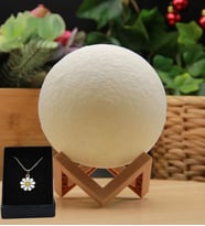 Papatya Kolye 3D Ay Gece Lambası Moonlıght 12 Cm * STAND HEDİYELİ*