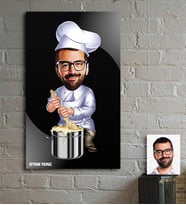 BK Gift Kişiye Özel Aşçı Karikatür Ahşap Tablo - 1