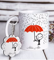 BK Gift Kişiye Özel Aşık Çöp Adam Beyaz Kupa ve Anahtarlık Hediye Seti-2 (Model 1)