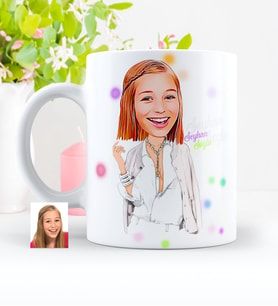 BK Gift Kişiye Özel Bayan Model Karikatürlü Beyaz Kupa Bardak  2