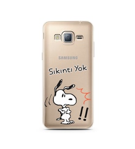 Snoopy Tasarımlı Süper Şeffaf Silikon Telefon Kılıfı Samsung J3 (2016)