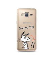 Snoopy Tasarımlı Süper Şeffaf Silikon Telefon Kılıfı Samsung J3 (2016)