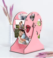 Kişiye Özel 8 Fotoğraflı Ahşap Dönme Dolap (Pembe)