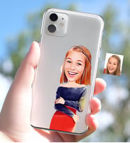BK Gift Kişiye Özel Bayan Karikatürlü iPhone 11 İnce Şeffaf Silikon Telefon Kapağı-12 (Beyaz)