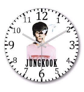 Bts Jungkook  Duvar   Saati  Bombeli Gercek Cam