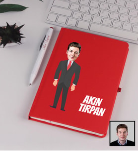 Kişiye Özel Karikatürize Büyük Patron Defter Kalem Seti Kırmızı 91338