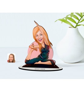 BK Gift Kişiye Özel Kadın Yoga Karikatürlü Ahşap Biblo Model-2 (Beyaz)