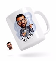 BK Gift Kişiye Özel Erkek Patron Karikatürlü Beyaz Kupa Bardak-3