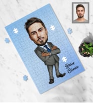 Kişiye Özel Patron Karikatürlü A3 130 Parça Puzzle Bay-7