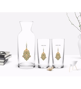 BK Gift Kişiye Özel Renkli Baskılı İsimli İkili Rakı Bardağı ve Karaf Hediye Seti-106 (Beyaz)