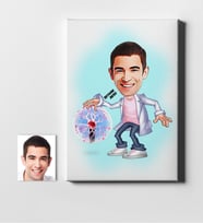 BK Gift Kişiye Özel Bay Elektrik Mühendisi Karikatür Kanvas Tablo 50x70cm 1