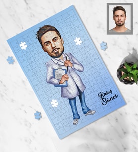 Kişiye Özel Doktor Tasarımlı Karikatür A3 240 Parça Puzzle Bay-3