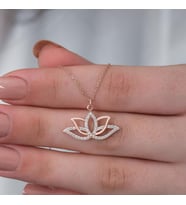 Lotus Çiçeği 925 Ayar Gümüş Kolye (Sarı)
