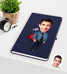 BK Gift Kişiye Özel Bay Polis Karikatürlü Lacivert Defter - 3