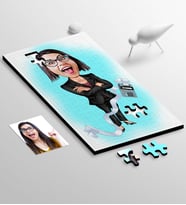 BK Gift Kişiye Özel Bayan Muhasebeci Karikatür 48 Parça Ahşap Puzzle  2