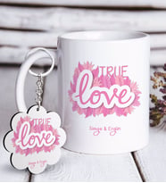 BK Gift Kişiye Özel Sevgililer Günü Beyaz Kupa ve Anahtarlık Hediye Seti-45 (Model 1)