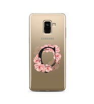 Pembe Çiçekli Harf Tasarım Süper Şeffaf Silikon Telefon Kılıfı Samsung A8 Plus Ç