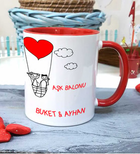 Kişiye Özel Aşk Balonu Tasarımla Kupa Bardak