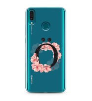 Pembe Çiçekli Harf Tasarım Süper Şeffaf Silikon Telefon Kılıfı Huawei Y9 (2019) 