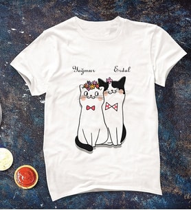 Kişiye Özel Aşık Kedi Tişörtü
