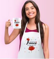 BK Gift Kişiye Özel Dünyanın En İyi Annesi Mutfak Önlüğü Kupa Seti - 10 (Beyaz)