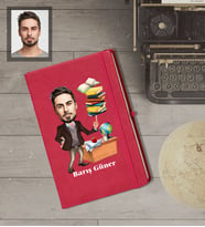 Kişiye Özel Öğretmen Karikatürlü   Kırmızı Defter Bay-2