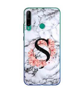 Mermer Çiçekli Harf Tasarım Süper Şeffaf Silikon Telefon Kılıfı Huawei P40 Lite 