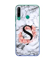 Mermer Çiçekli Harf Tasarım Süper Şeffaf Silikon Telefon Kılıfı Huawei P40 Lite 