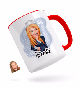 BK Gift Kişiye Özel Kadın Mühendis Karikatürlü Kırmızı Kupa Bardak